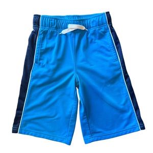 Gymboree Athletic Shorts Medium Blue W/Navy Stripe. Drawstring Waist. Sz Med 7/8